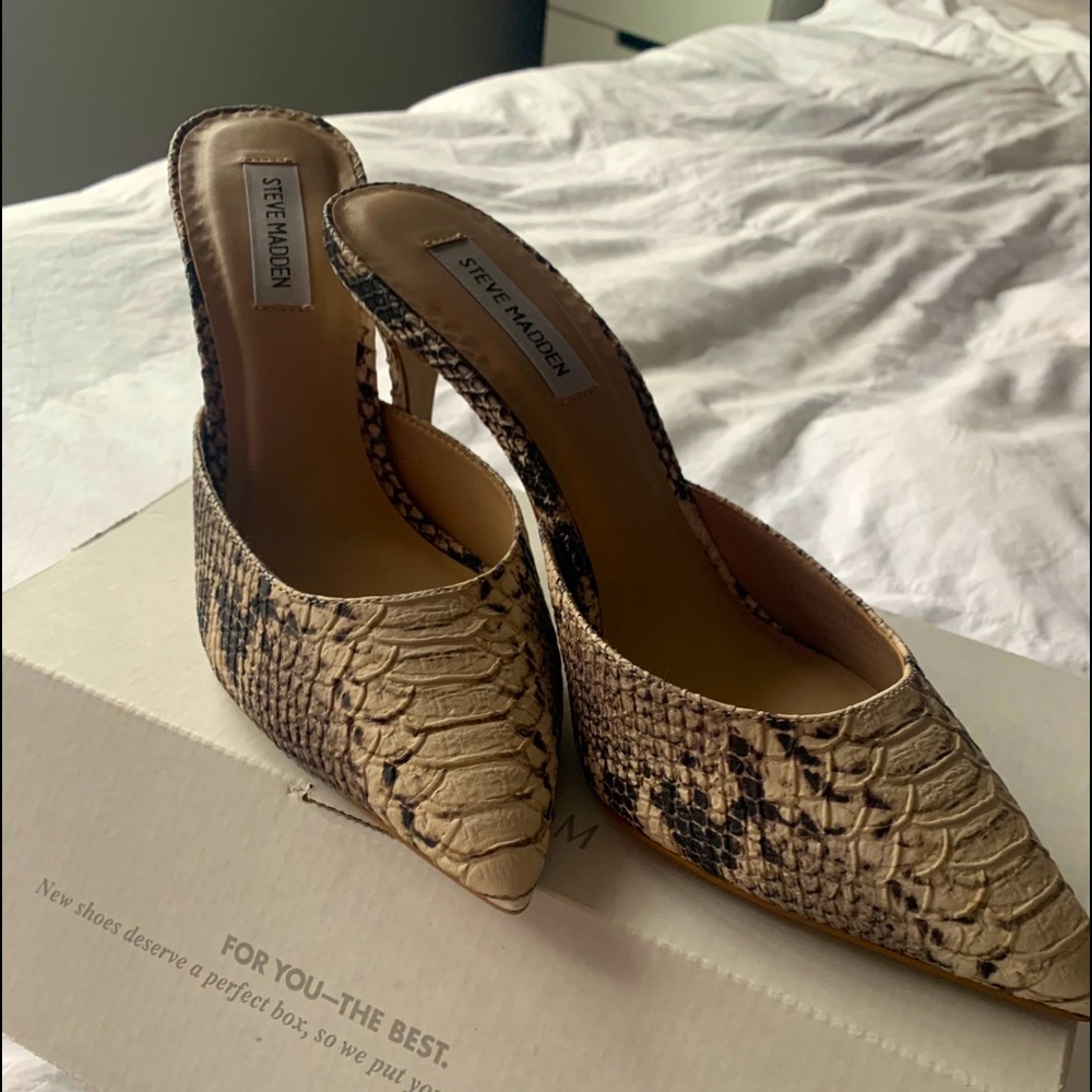 Steve Madden crocodile print mules